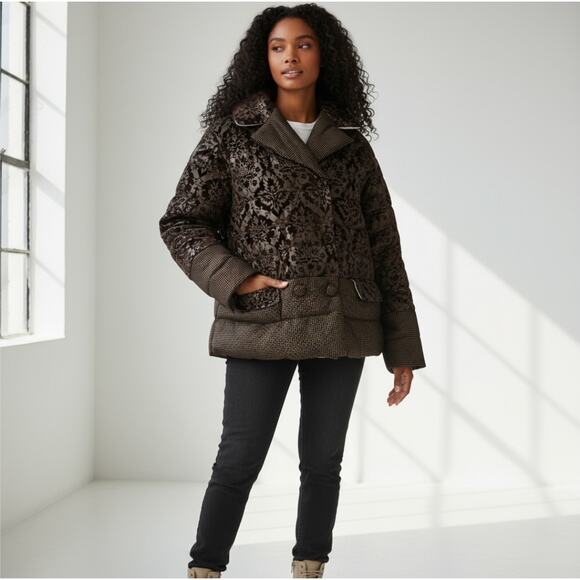Vintage Damask Puffer Coat Jacket - Picture 1 of 5